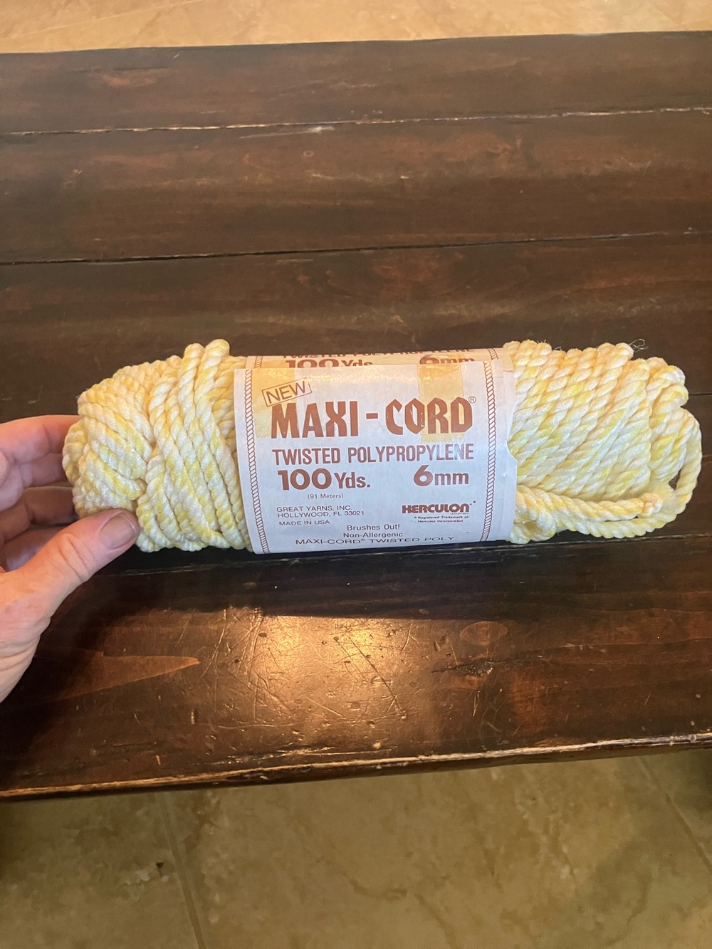 Maxi-Cord Twisted Polypropylene Cord - Yellow